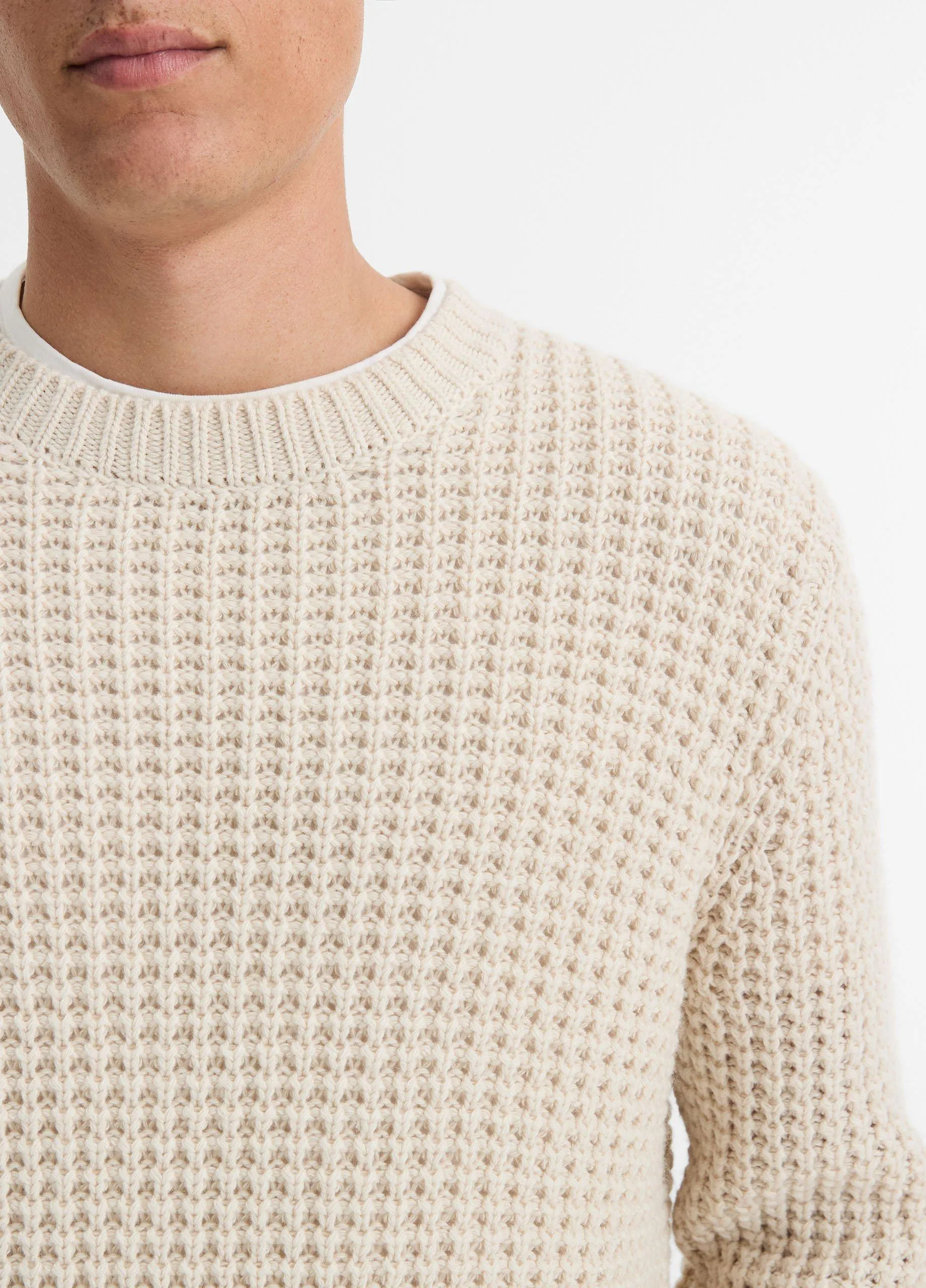 Macro-Waffle Crew Neck Sweater