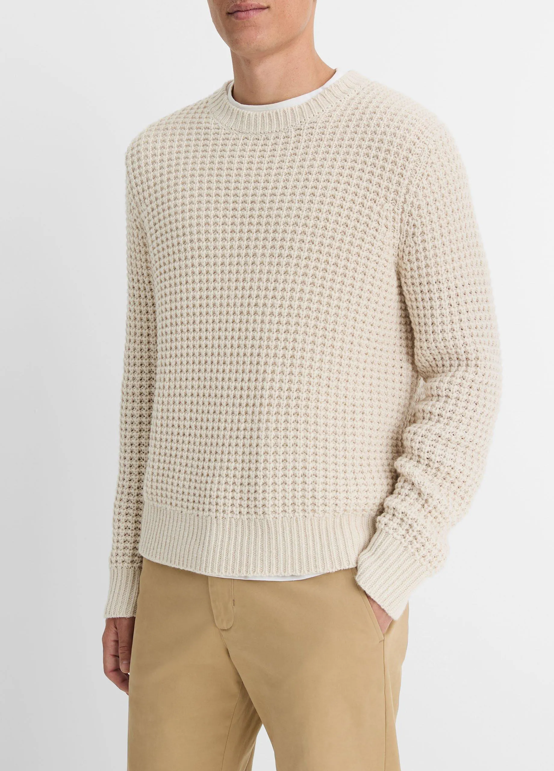 Macro-Waffle Crew Neck Sweater