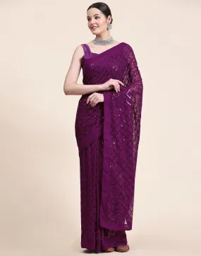 Magenta Sequence Saree