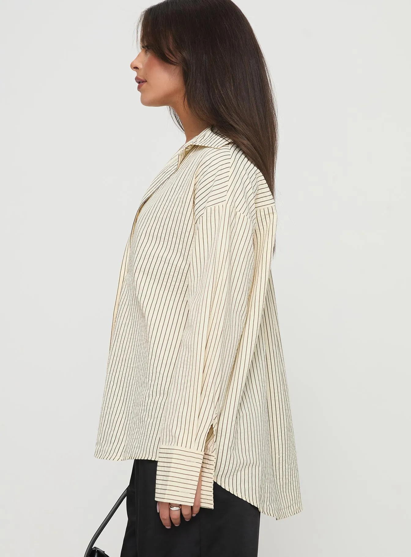 Mallin Shirt Cream/brown Stripe