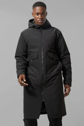 Man Active Longline Padded Coat