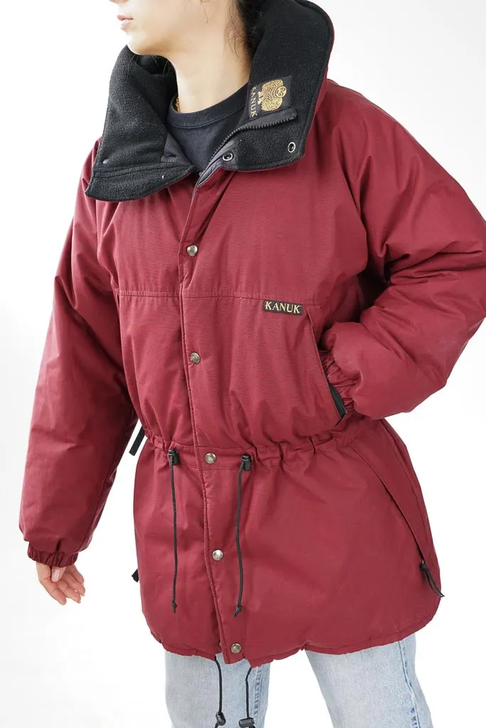 Manteau d'hiver Kanuk winter parka rouge burgundy 4 poches taille 3 (M)