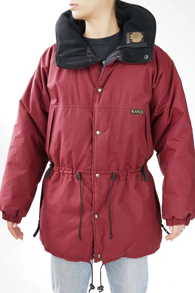 Manteau d'hiver Kanuk winter parka rouge burgundy 4 poches taille 3 (M)