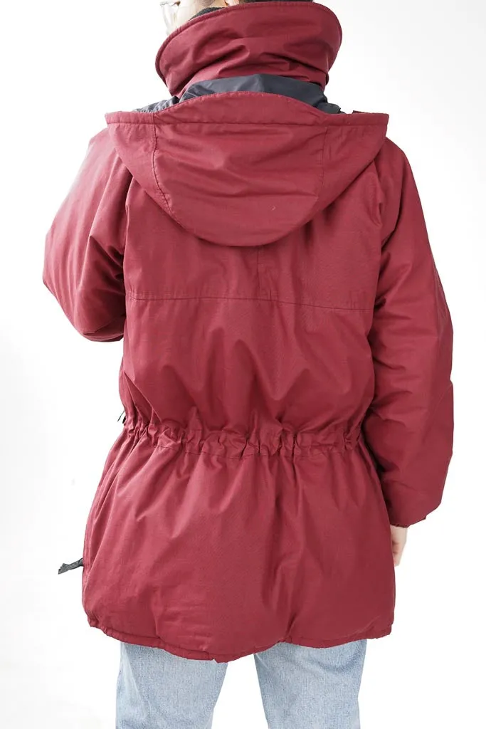 Manteau d'hiver Kanuk winter parka rouge burgundy 4 poches taille 3 (M)