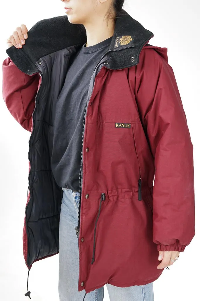 Manteau d'hiver Kanuk winter parka rouge burgundy 4 poches taille 3 (M)