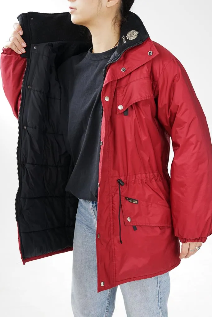 Manteau d'hiver Kanuk winter parka rouge métallique 3 poches taille 2 (M-L)