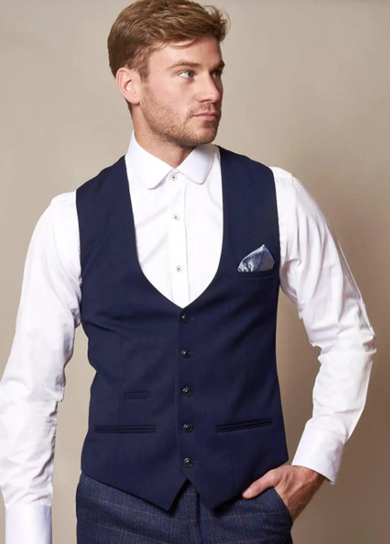 Marc Darcy Kelly Royal Blue Slim Fit Waistcoat