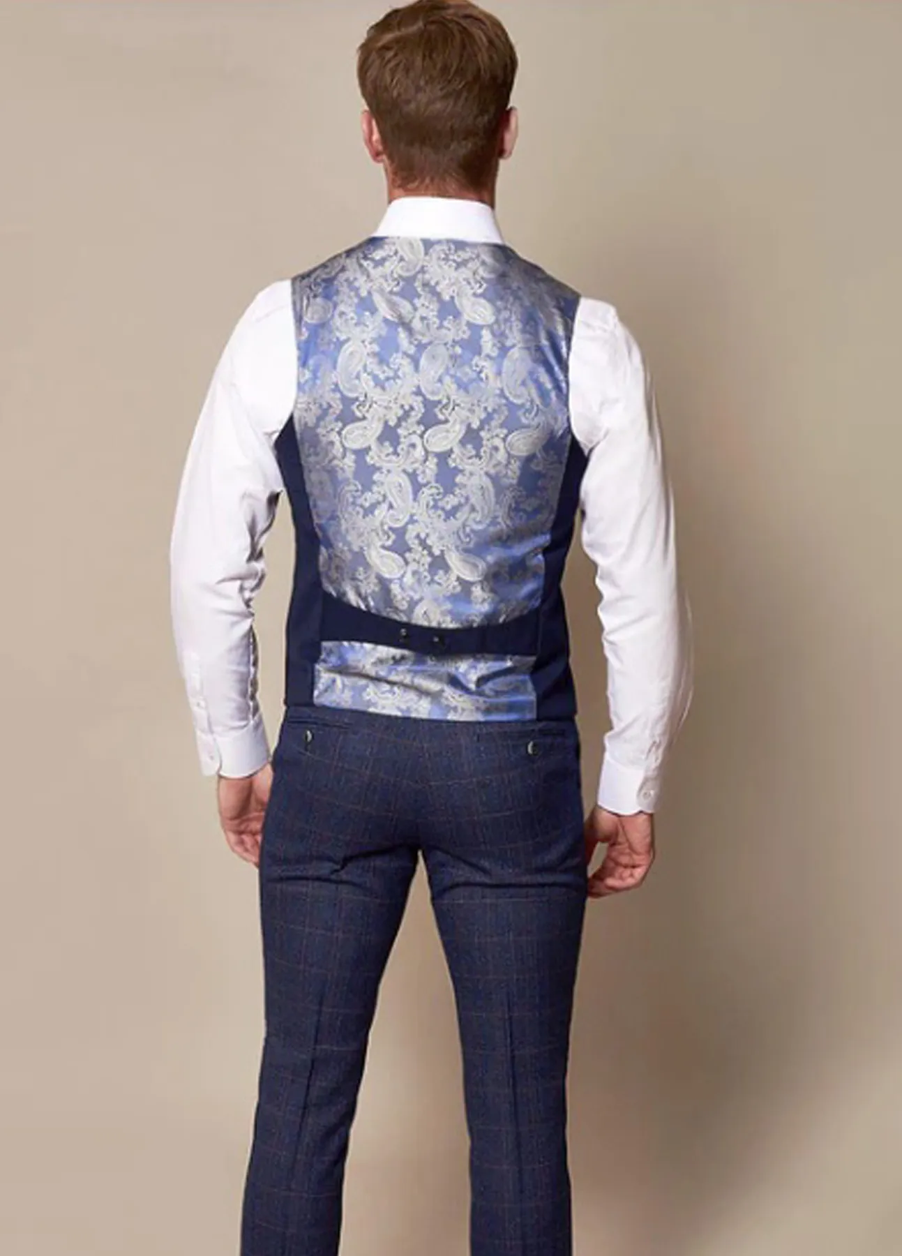 Marc Darcy Kelly Royal Blue Slim Fit Waistcoat