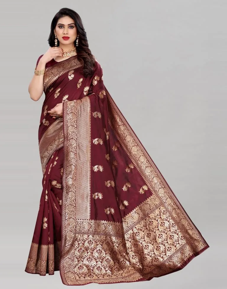 Maroon Banarasi Saree