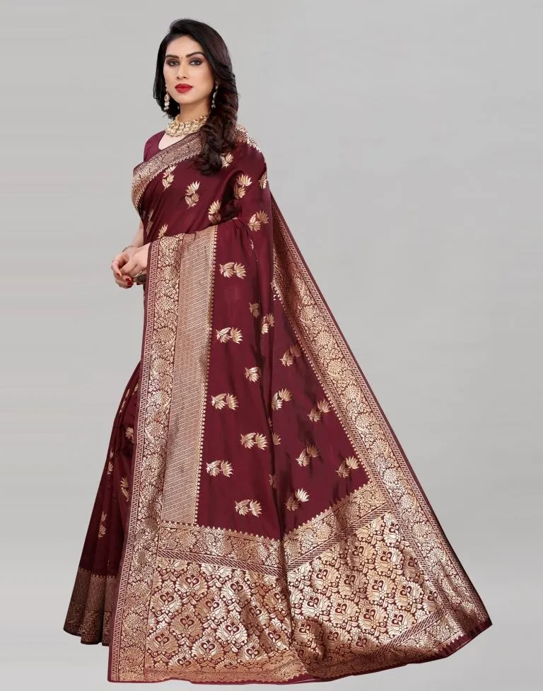 Maroon Banarasi Saree