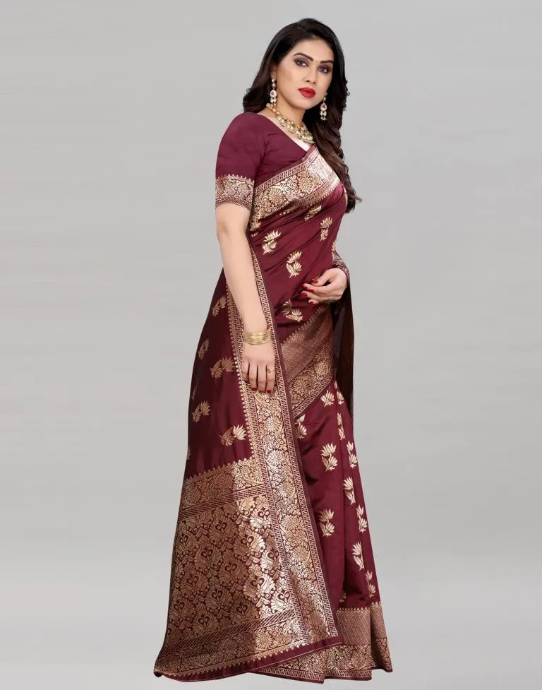 Maroon Banarasi Saree