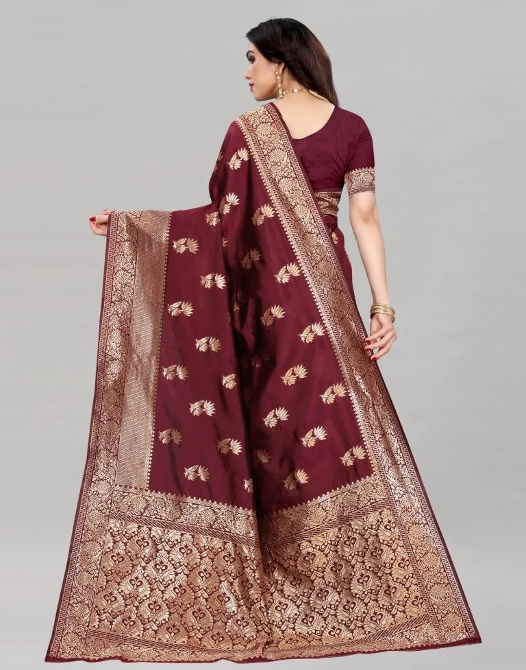 Maroon Banarasi Saree