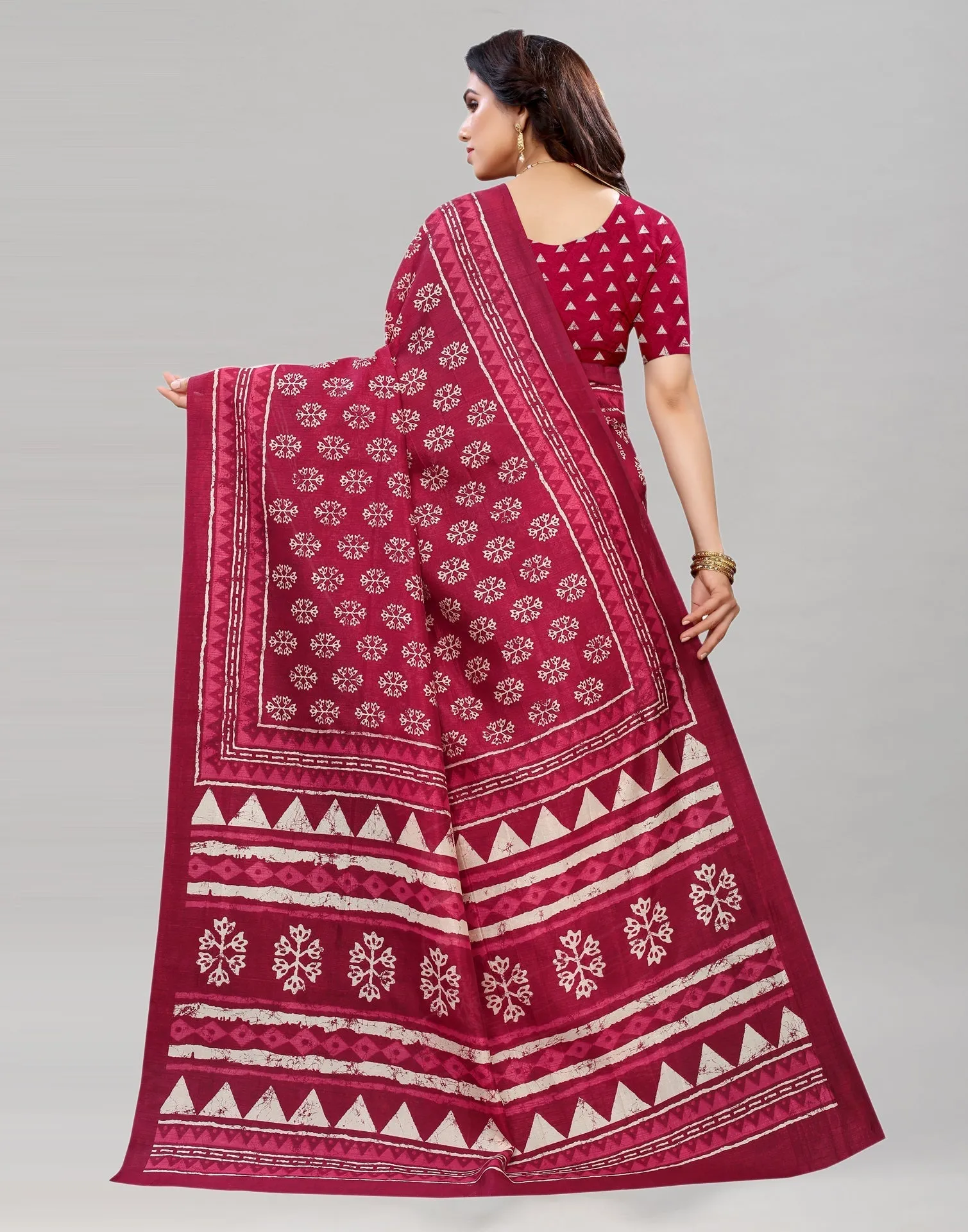 Maroon Printed Saree