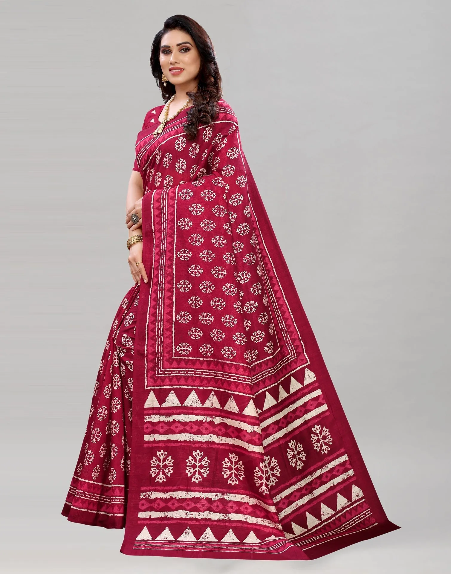 Maroon Printed Saree