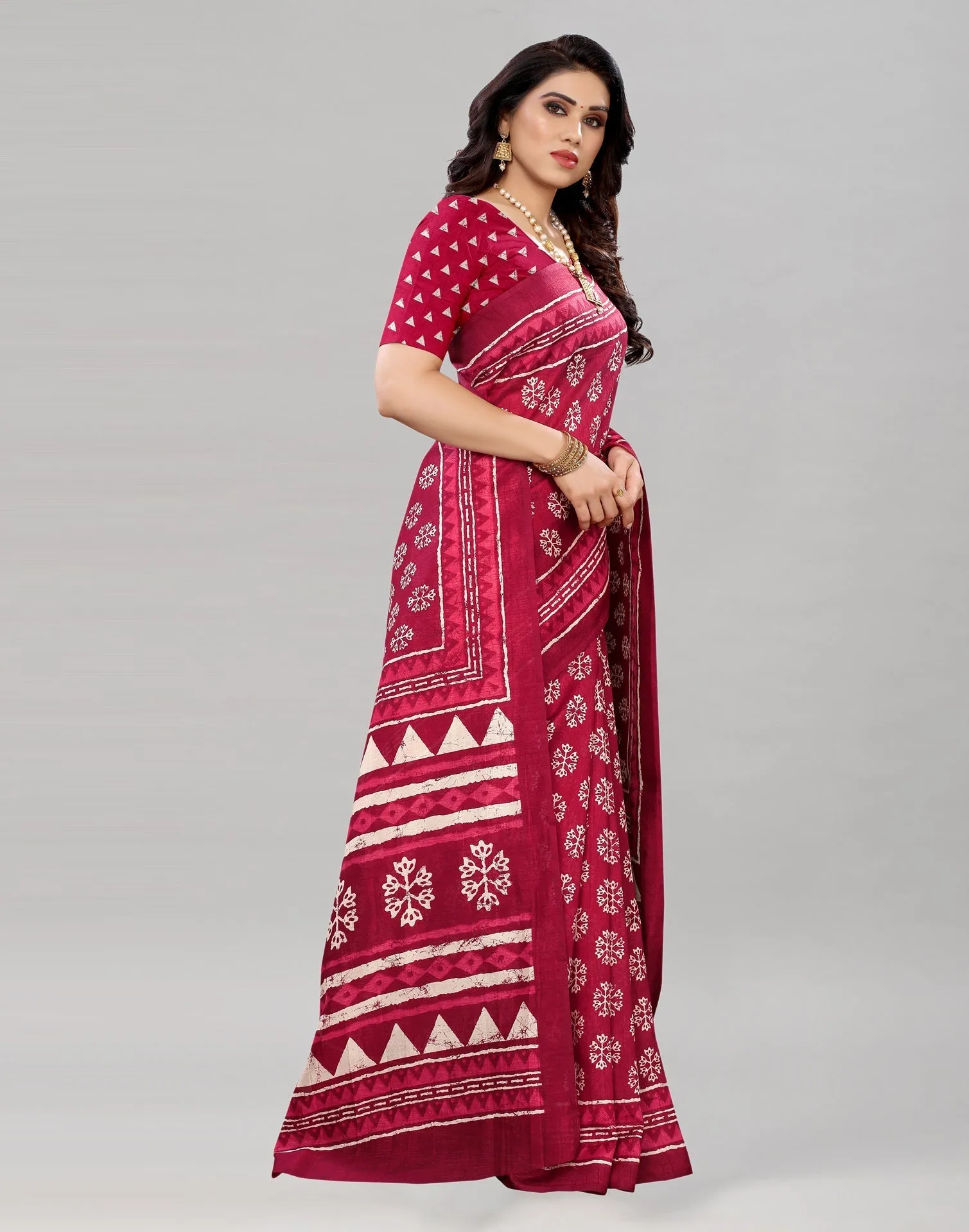 Maroon Printed Saree