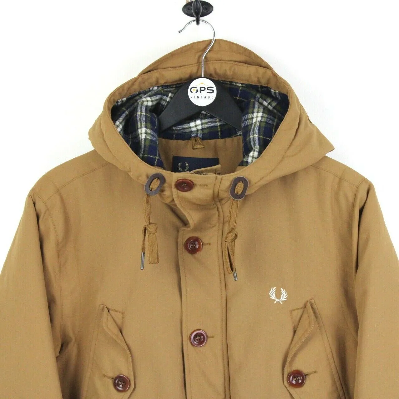 Mens FRED PERRY Parka Jacket Tan | XS