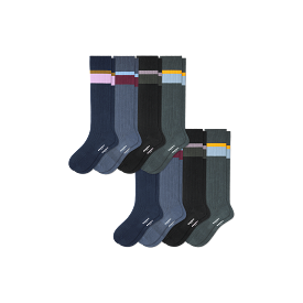 Men's Ribbed Dress Over the Calf Sock 8-Pack