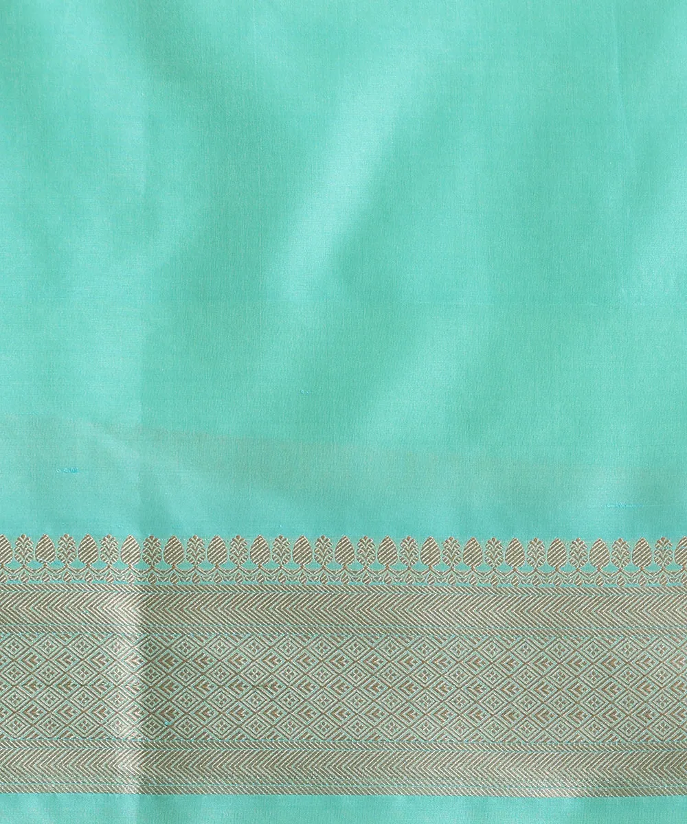 Mint Green Double Shade Handloom Pure Katan Silk Banarasi Saree With Jaal