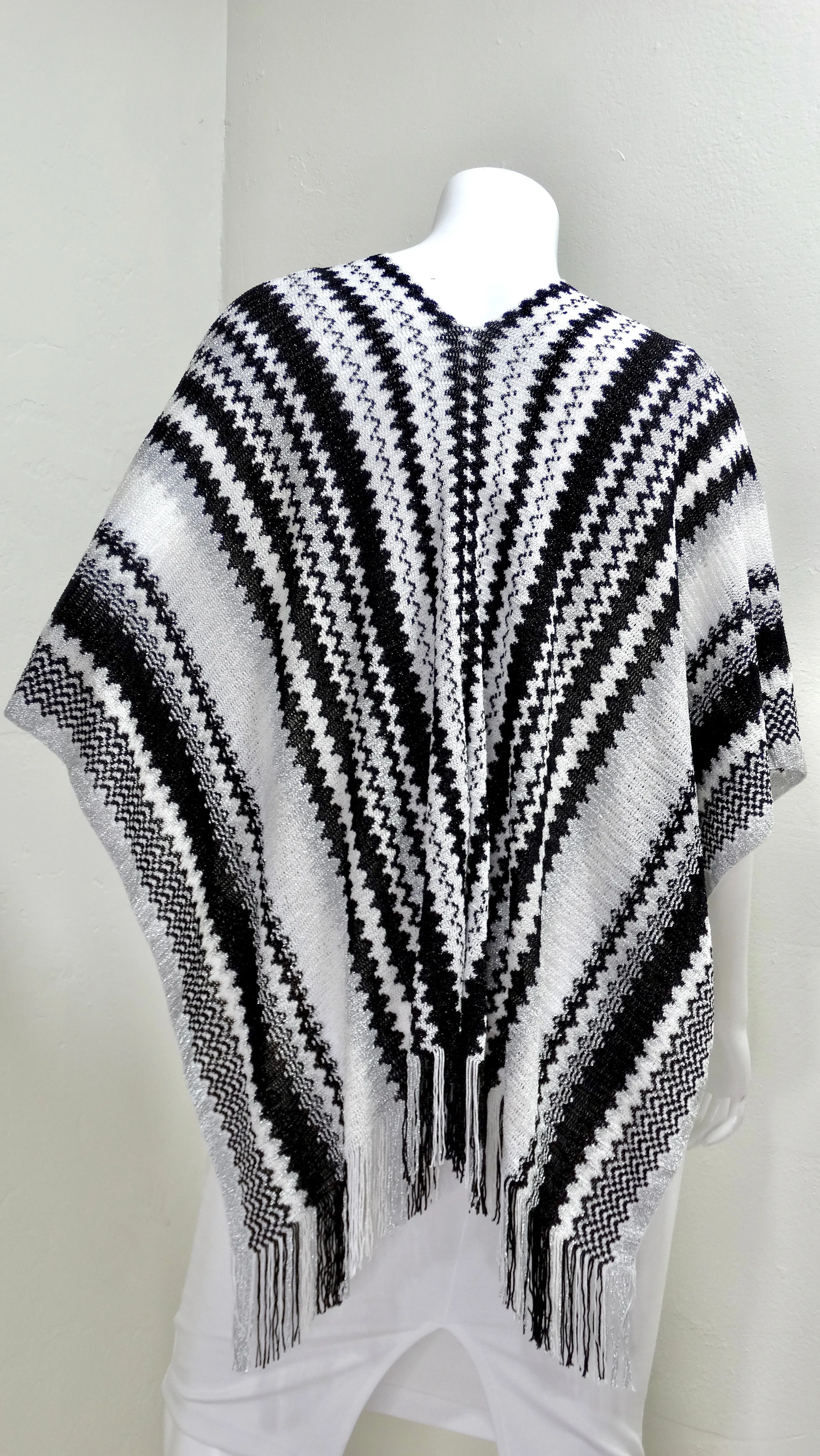 MISSONI Fringe Chevron Poncho