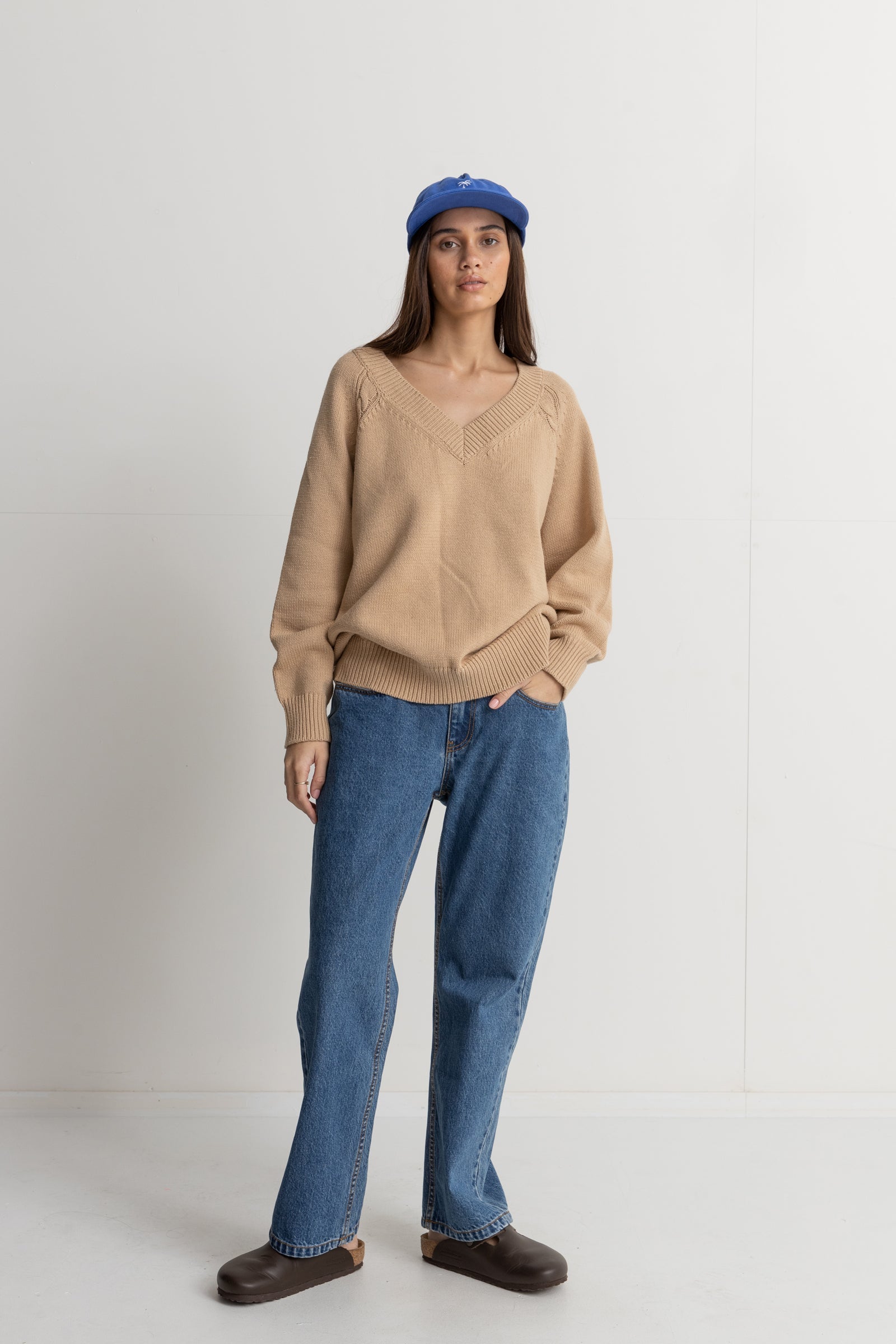 Moonstone Oversized V Neck Latte