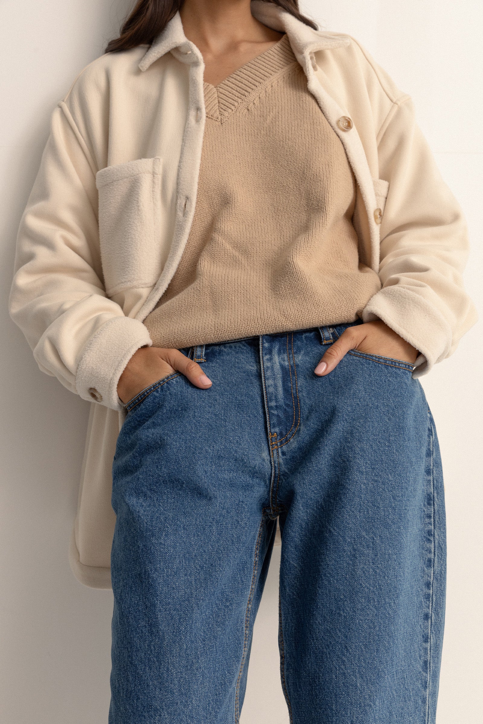 Moonstone Oversized V Neck Latte