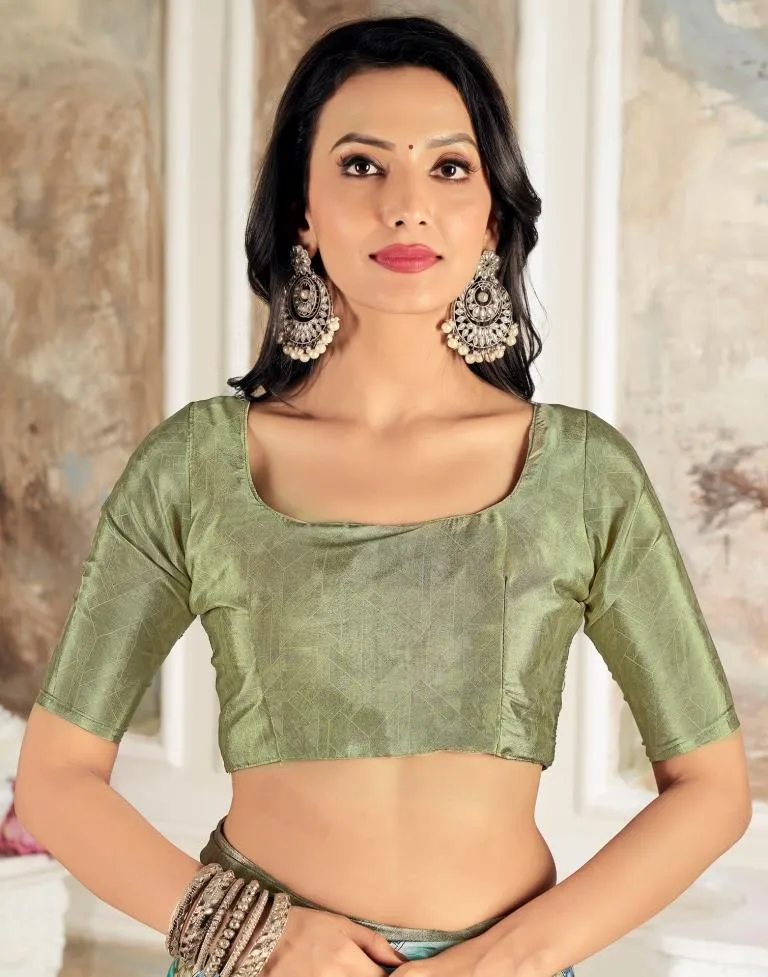 Moss Green Silk Printed Sarees