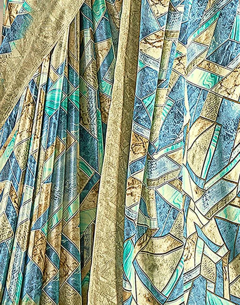 Moss Green Silk Printed Sarees