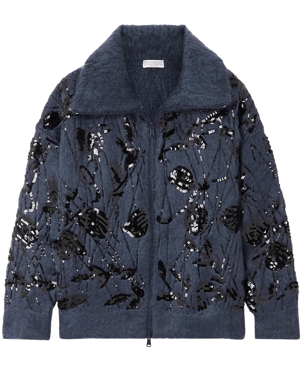 Night Sky Embellished Mohair Zip Up Jacket