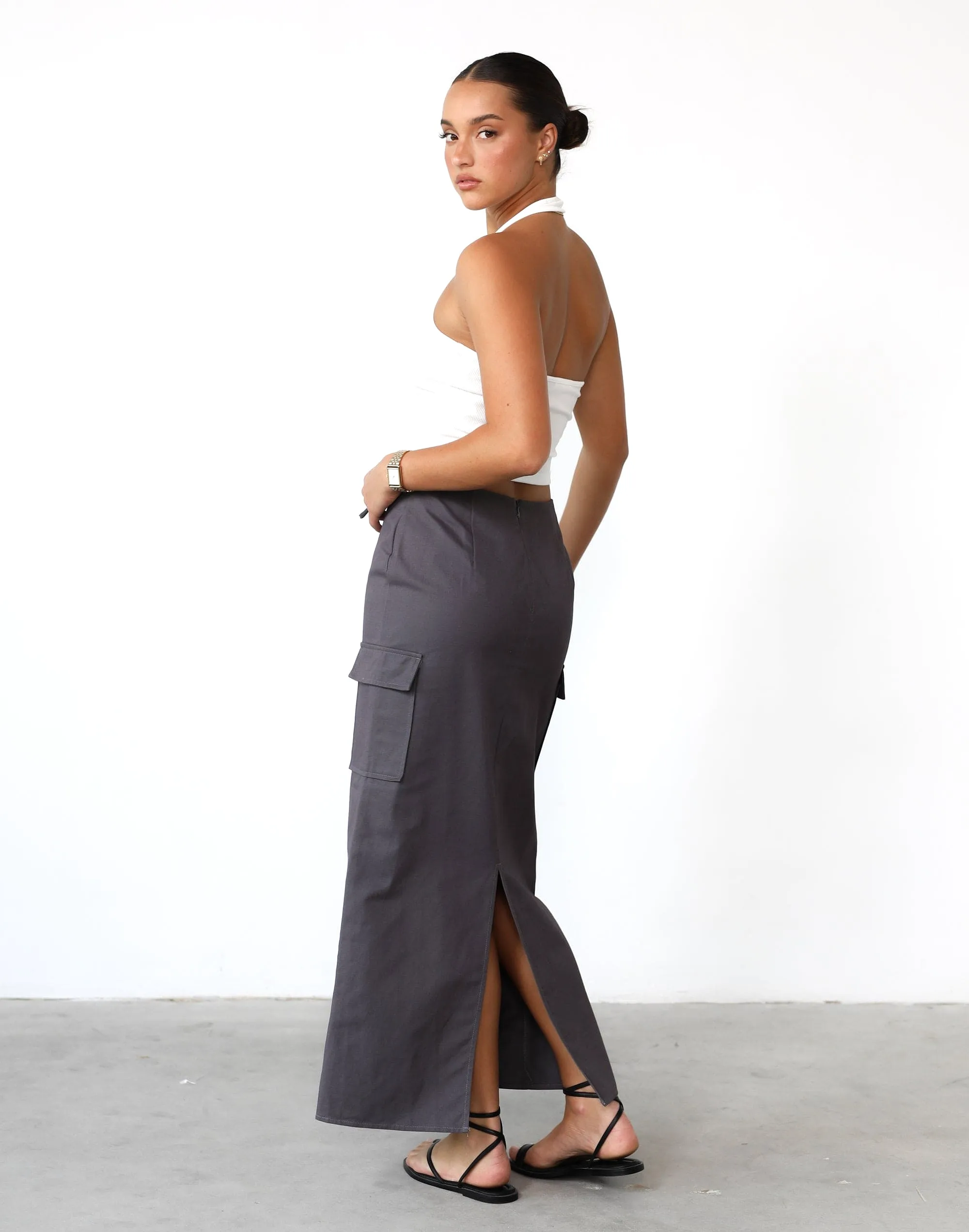 Not Now Maxi Skirt (Slate)