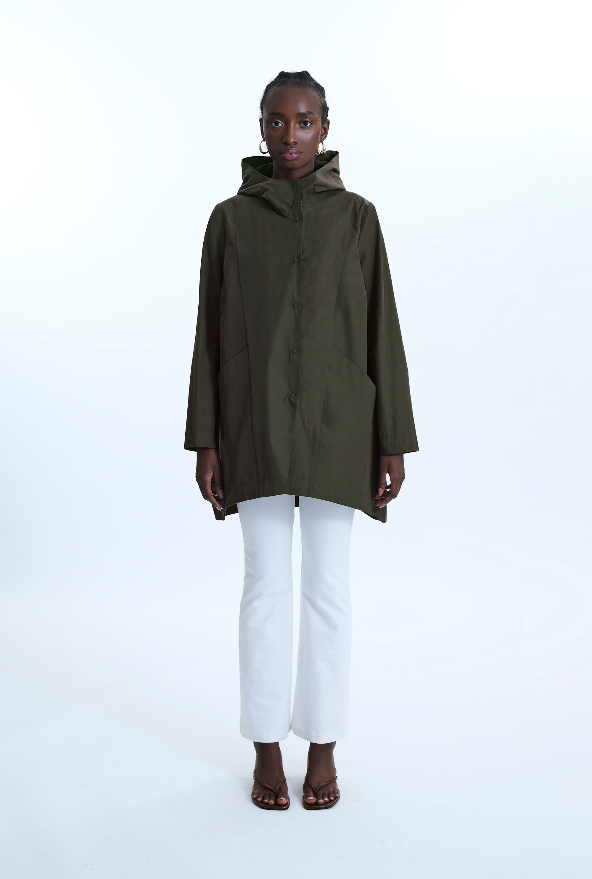 Olive Hooded Rainmac