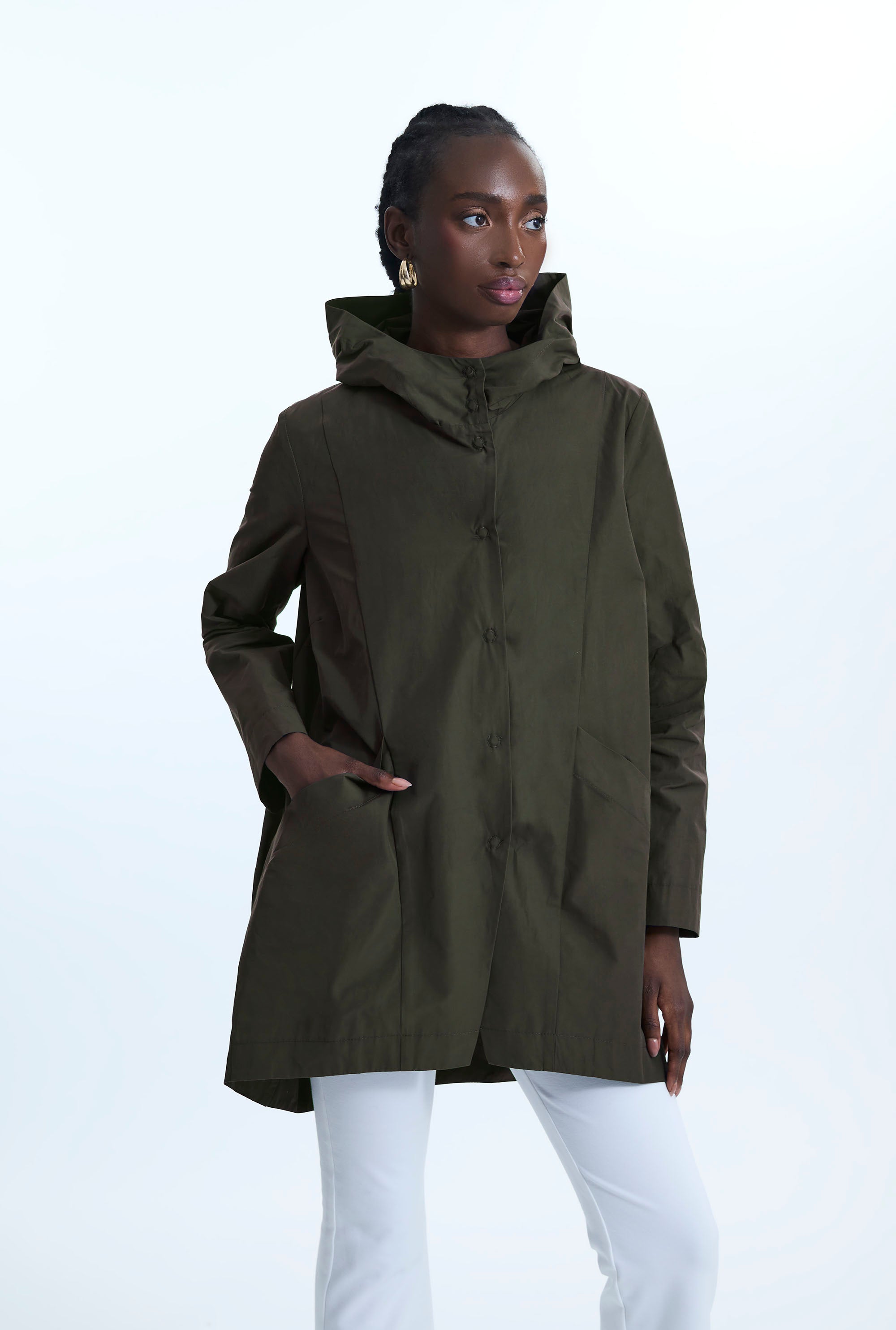 Olive Hooded Rainmac