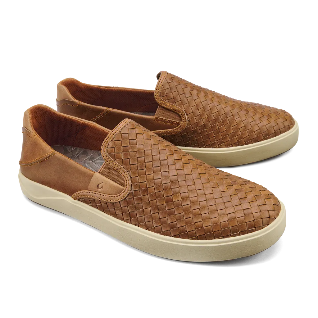 OluKai Laeahi Lauhala Leather Slip On Sneakers Men's