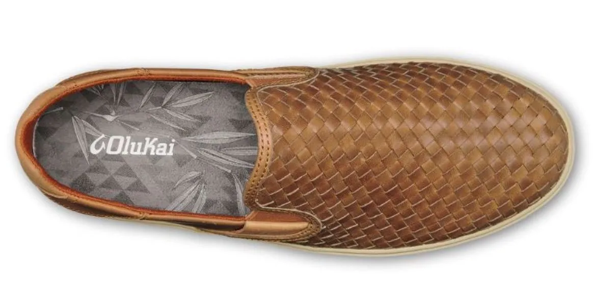 OluKai Laeahi Lauhala Leather Slip On Sneakers Men's