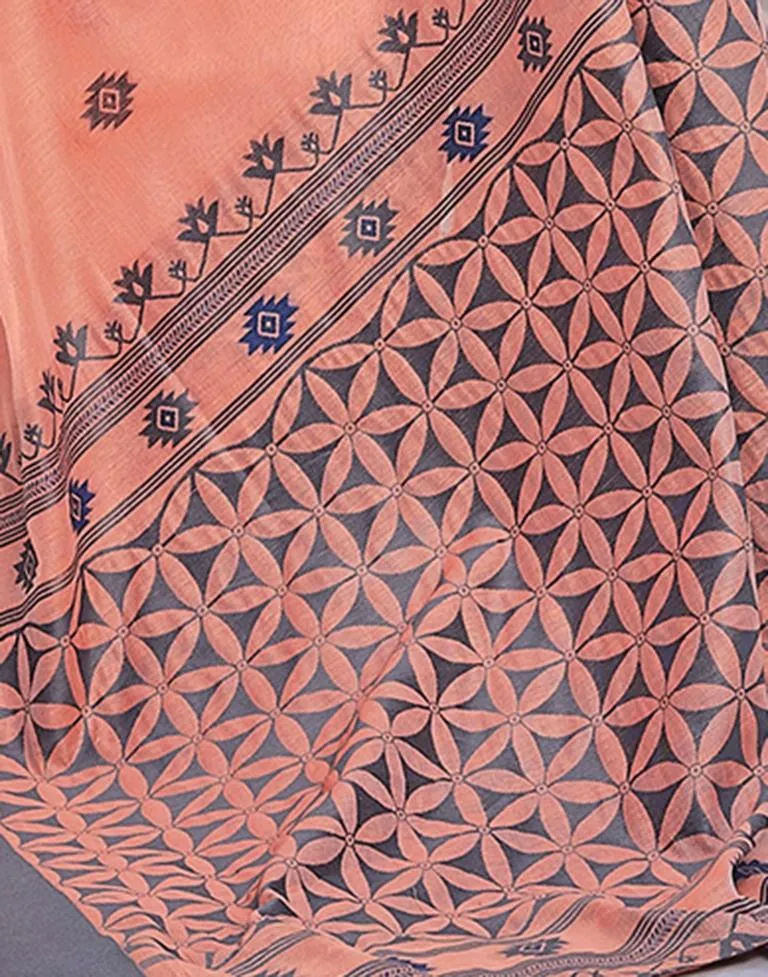 Peach  Silk Plain Sarees