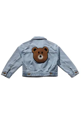 Petite Hailey Bear Patched Denim Jacket