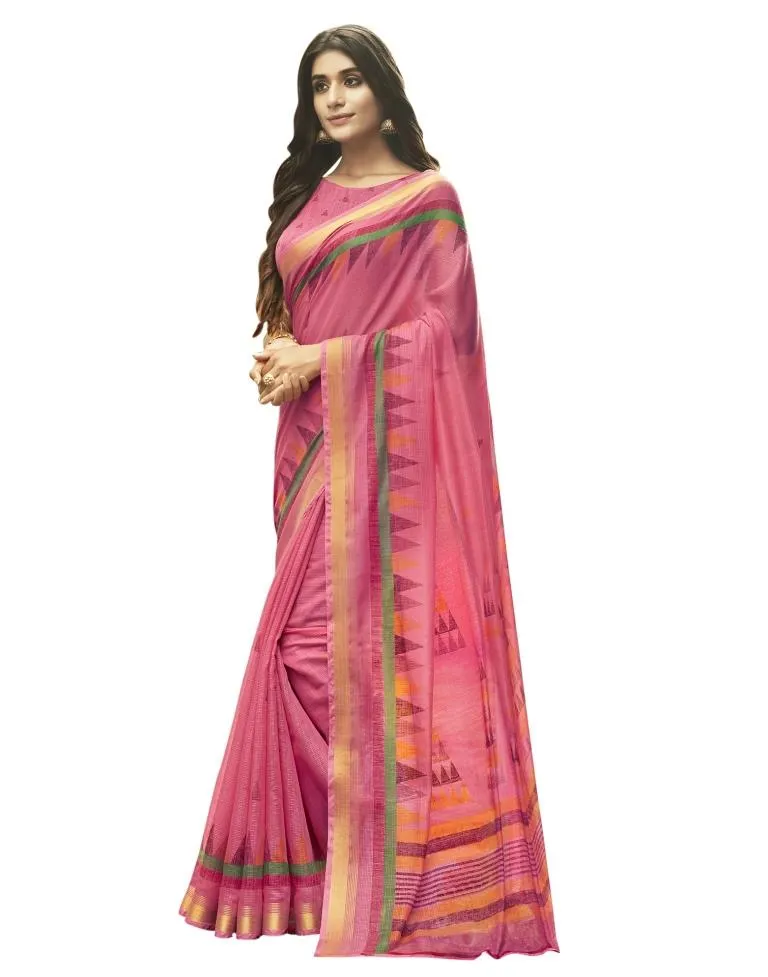 Pink Cotton Saree