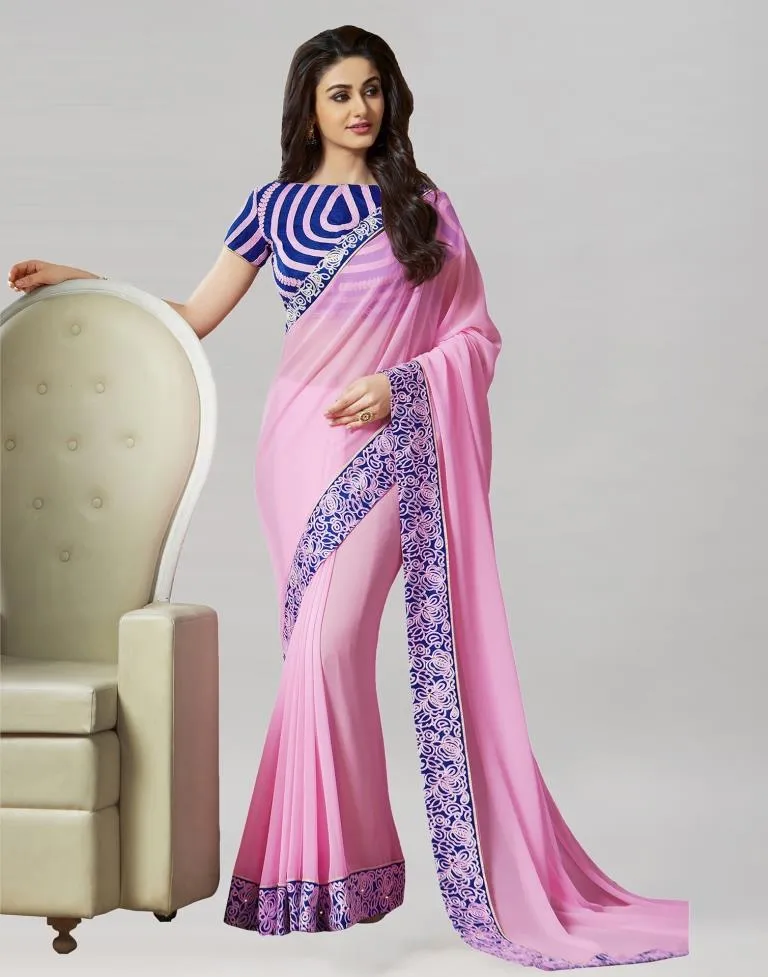 Pink Embroidery Saree