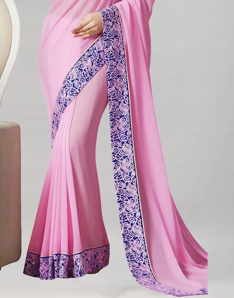 Pink Embroidery Saree