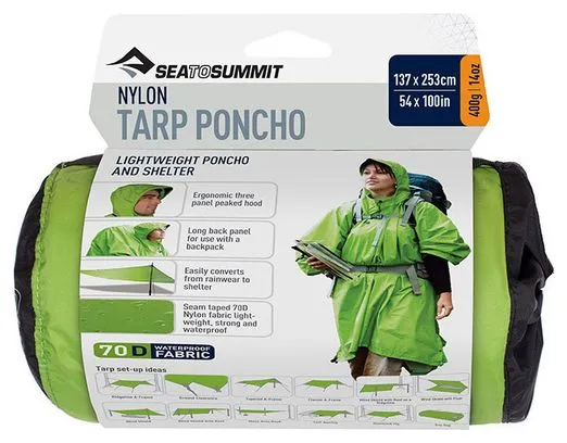 Poncho Sea To Summit Nylon Waterproof Tarp-Poncho Green