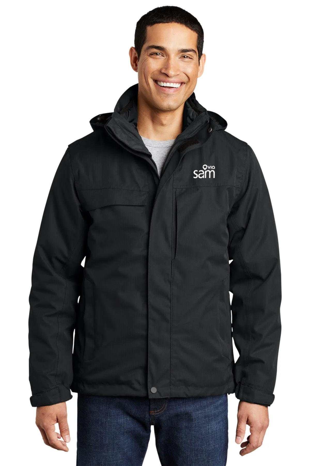 Port Authority Herringbone 3-in-1 Parka, Black [Via Transportation / Sioux Area Metro]