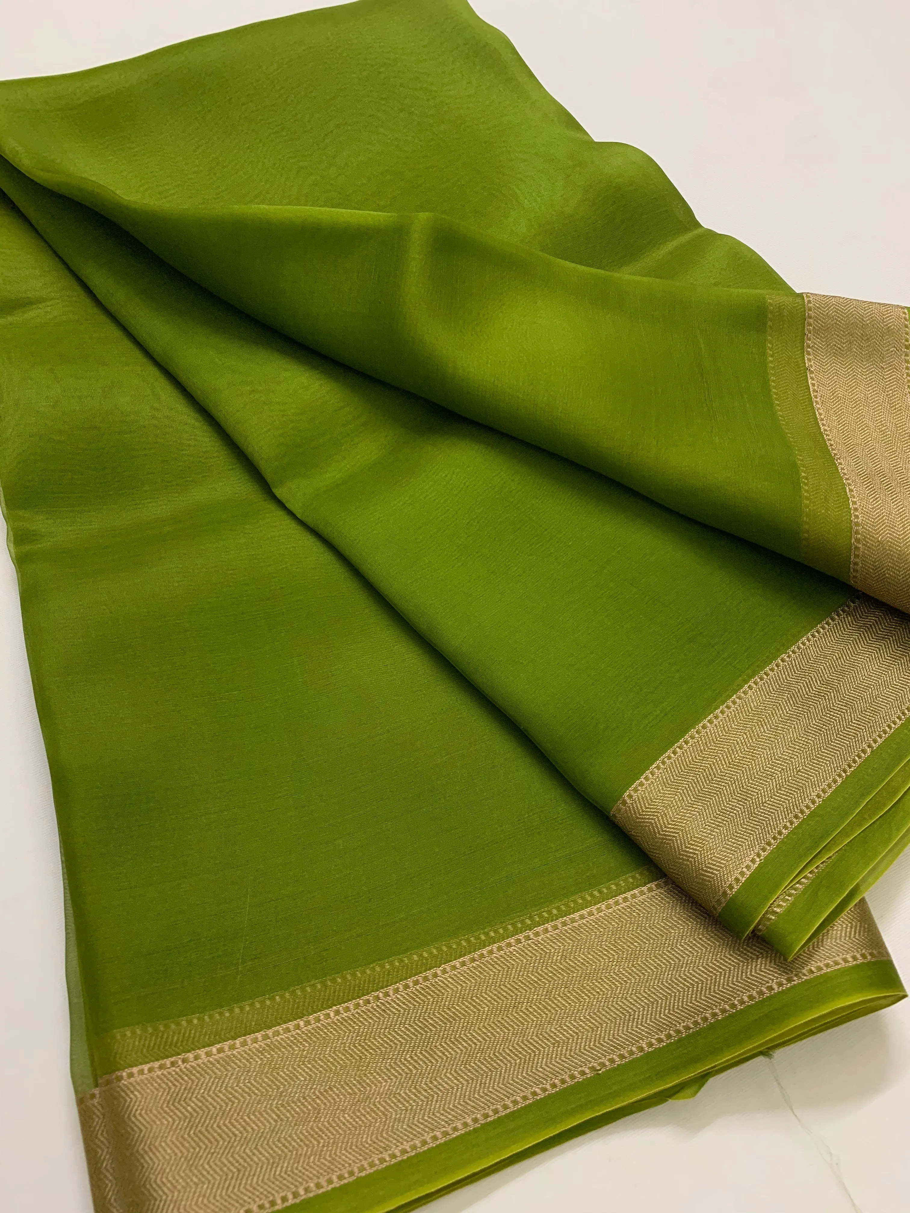 Pure silk organza saree with zari border