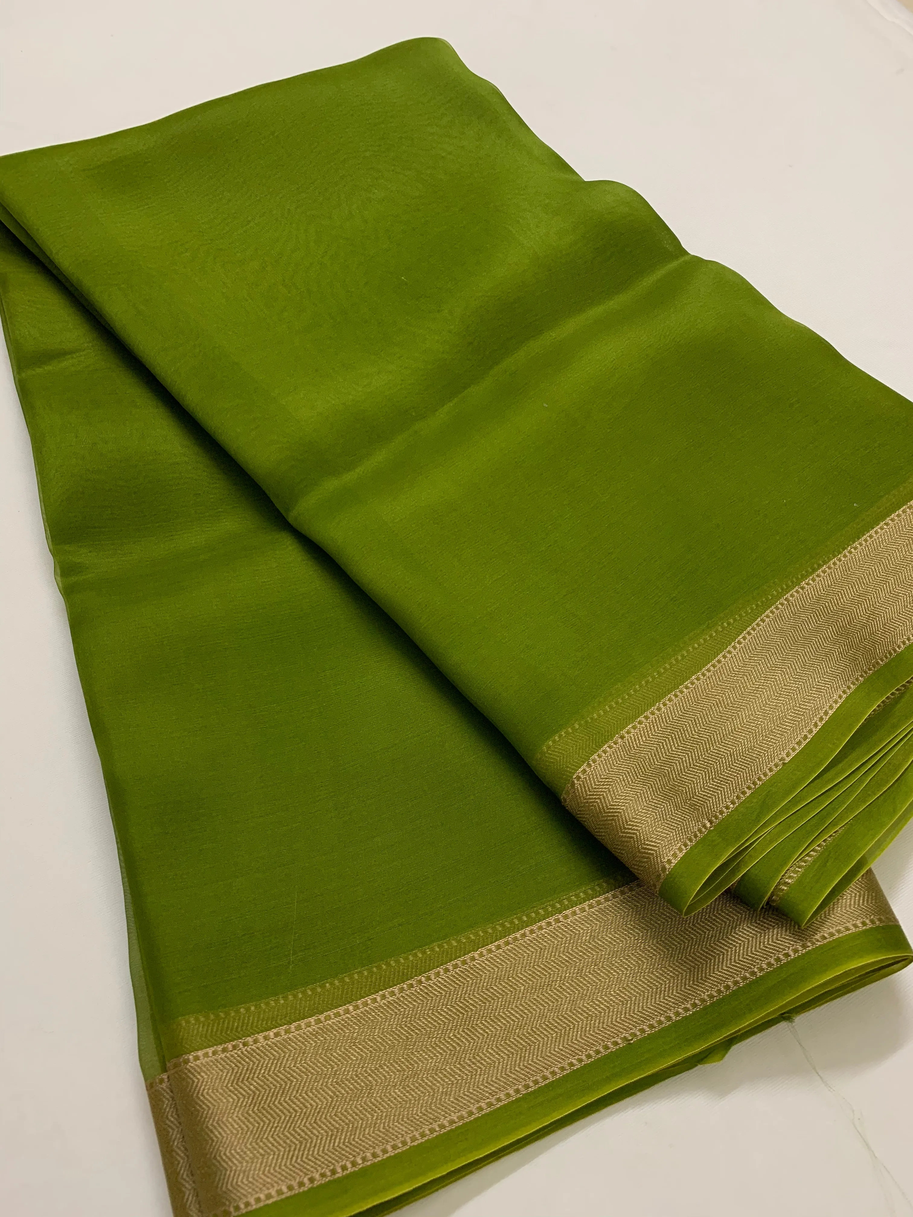 Pure silk organza saree with zari border