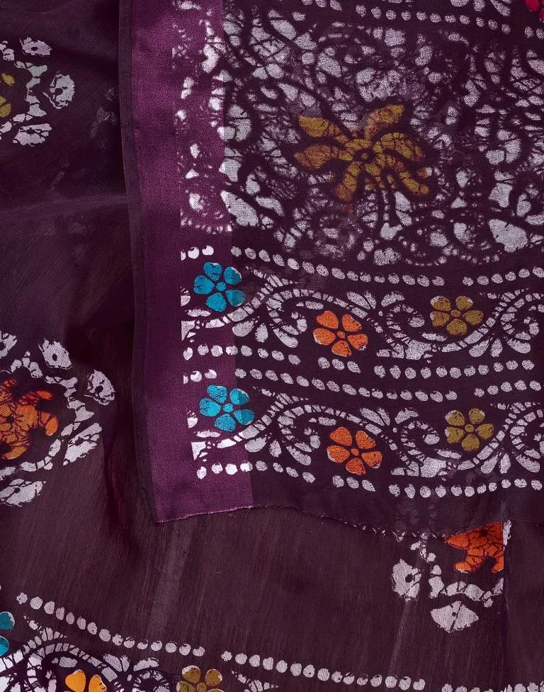 Purple  Cotton Printed Sarees