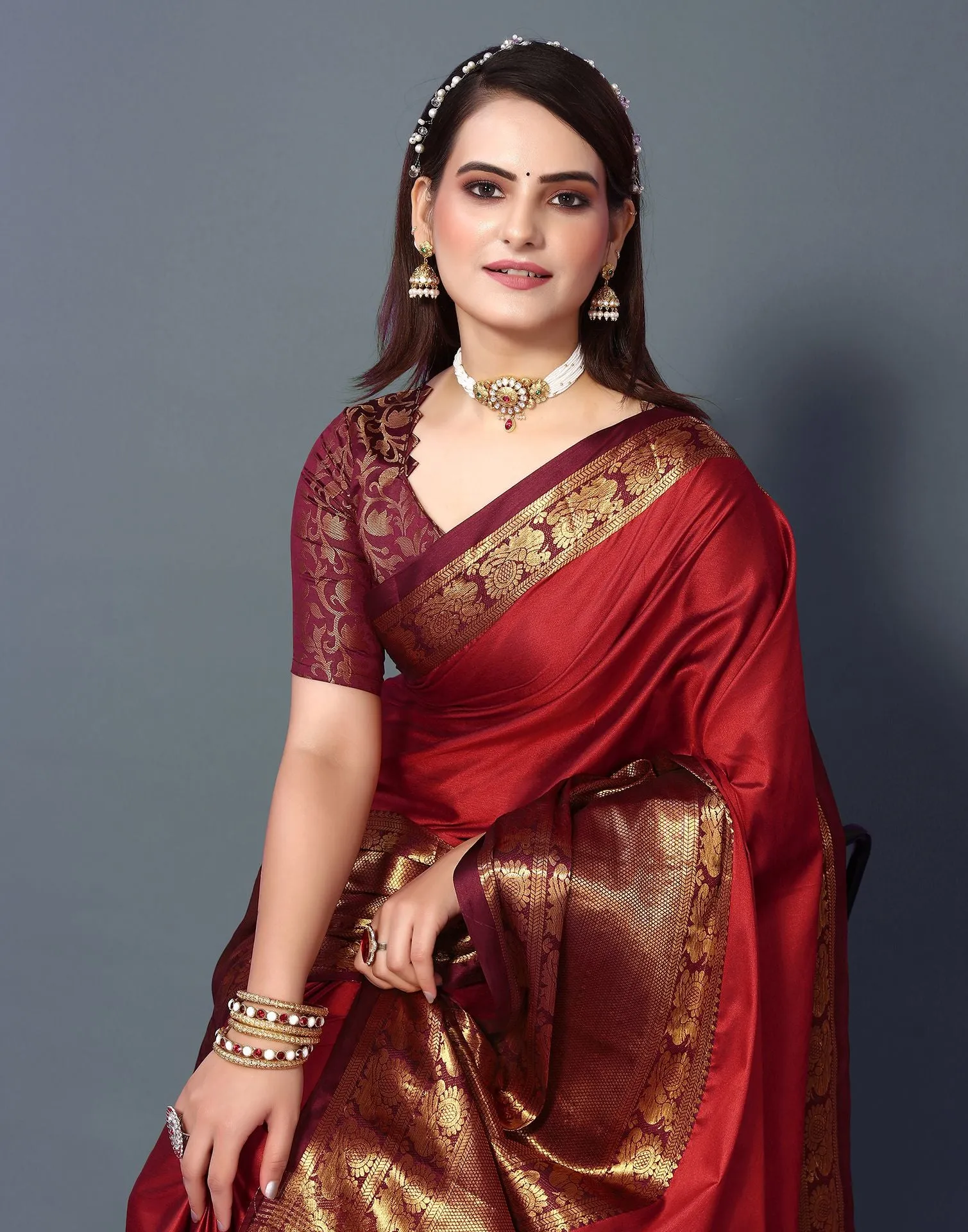 Red Cotton Saree