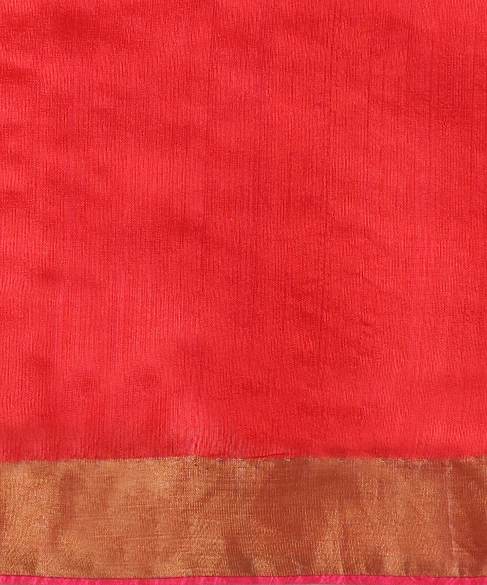 Red Handloom Pure Chanderi Silk Saree With Pure Silk Finishing