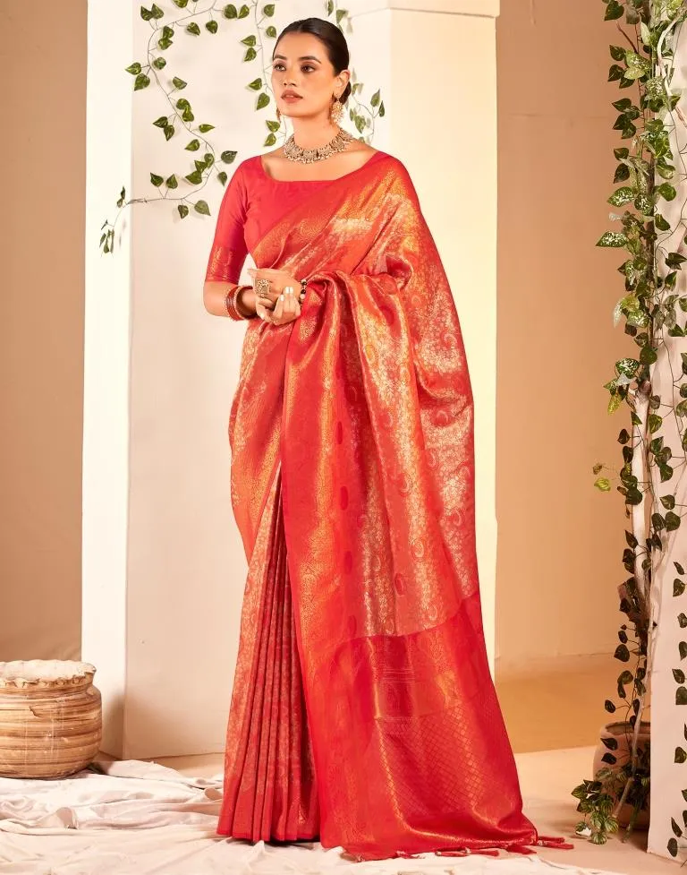 Red Silk Woven Sarees