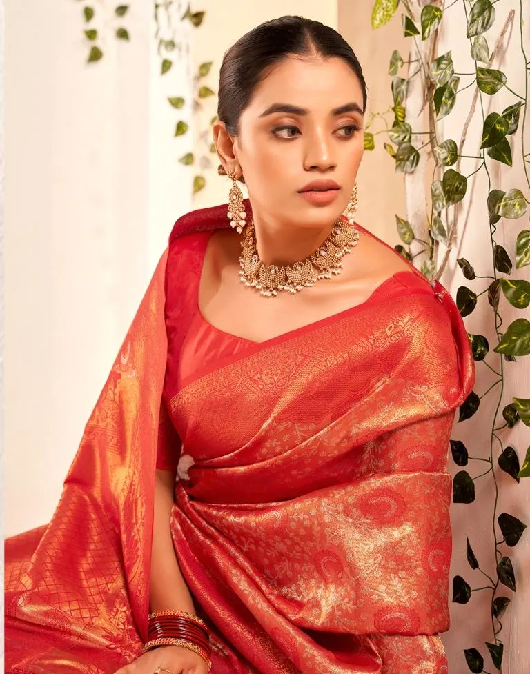 Red Silk Woven Sarees