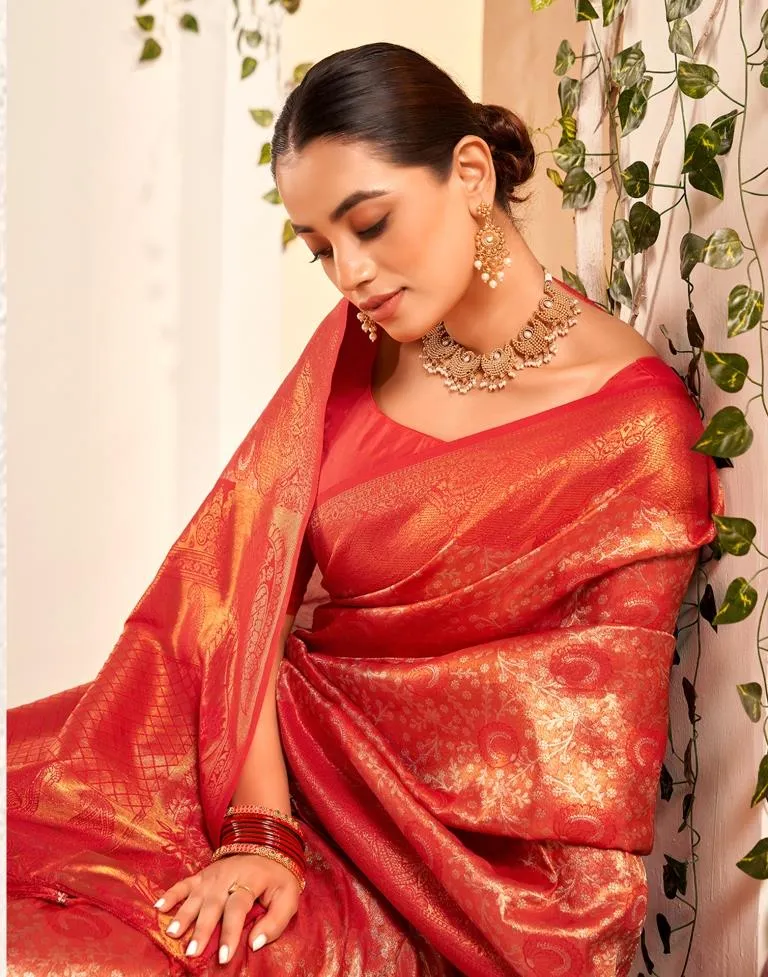 Red Silk Woven Sarees