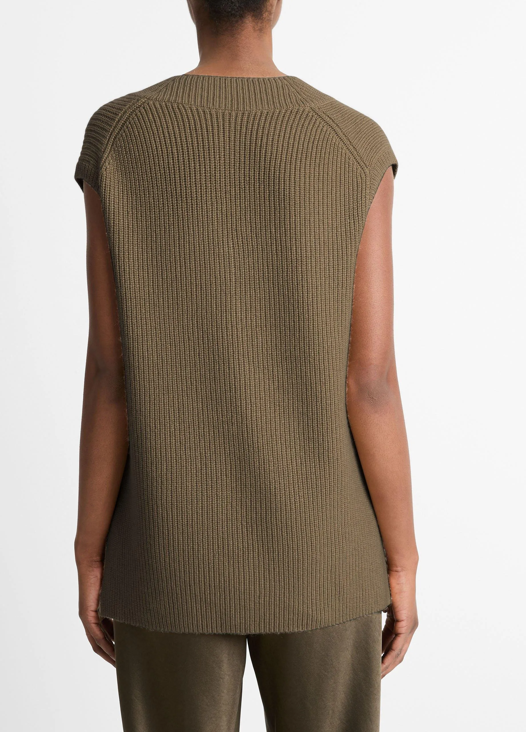 Ribbed Wool-Cashmere V-Neck Sweater Vest