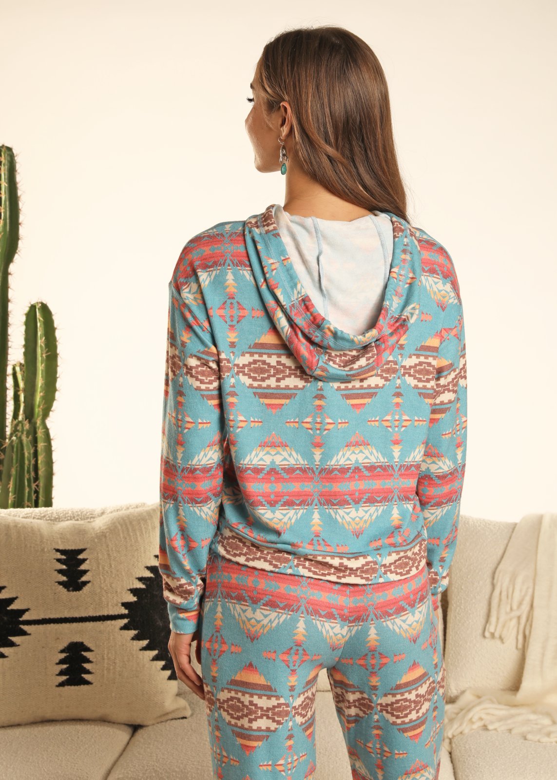 Rock&Roll Blue Aztec Hoodie